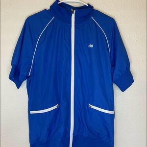 ALO Blue Short Sleeve Full Zip Workout Jacket